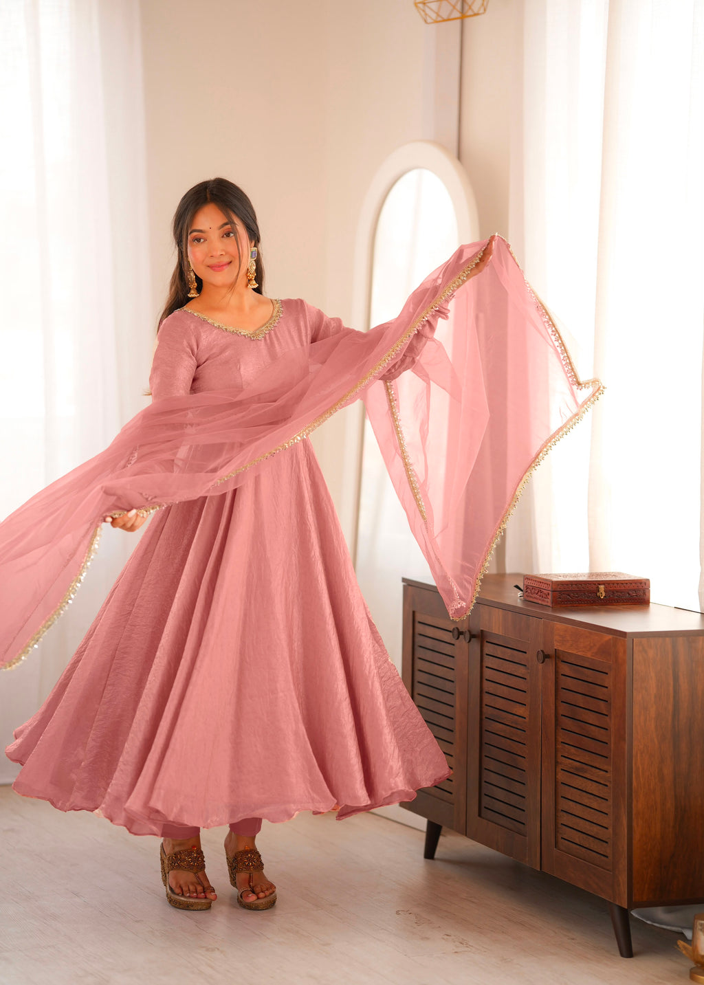Doremon Crush Mirror Work Gown Set