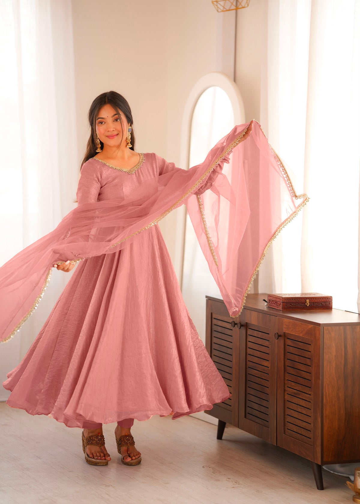 Doremon Crush Mirror Work Gown Set
