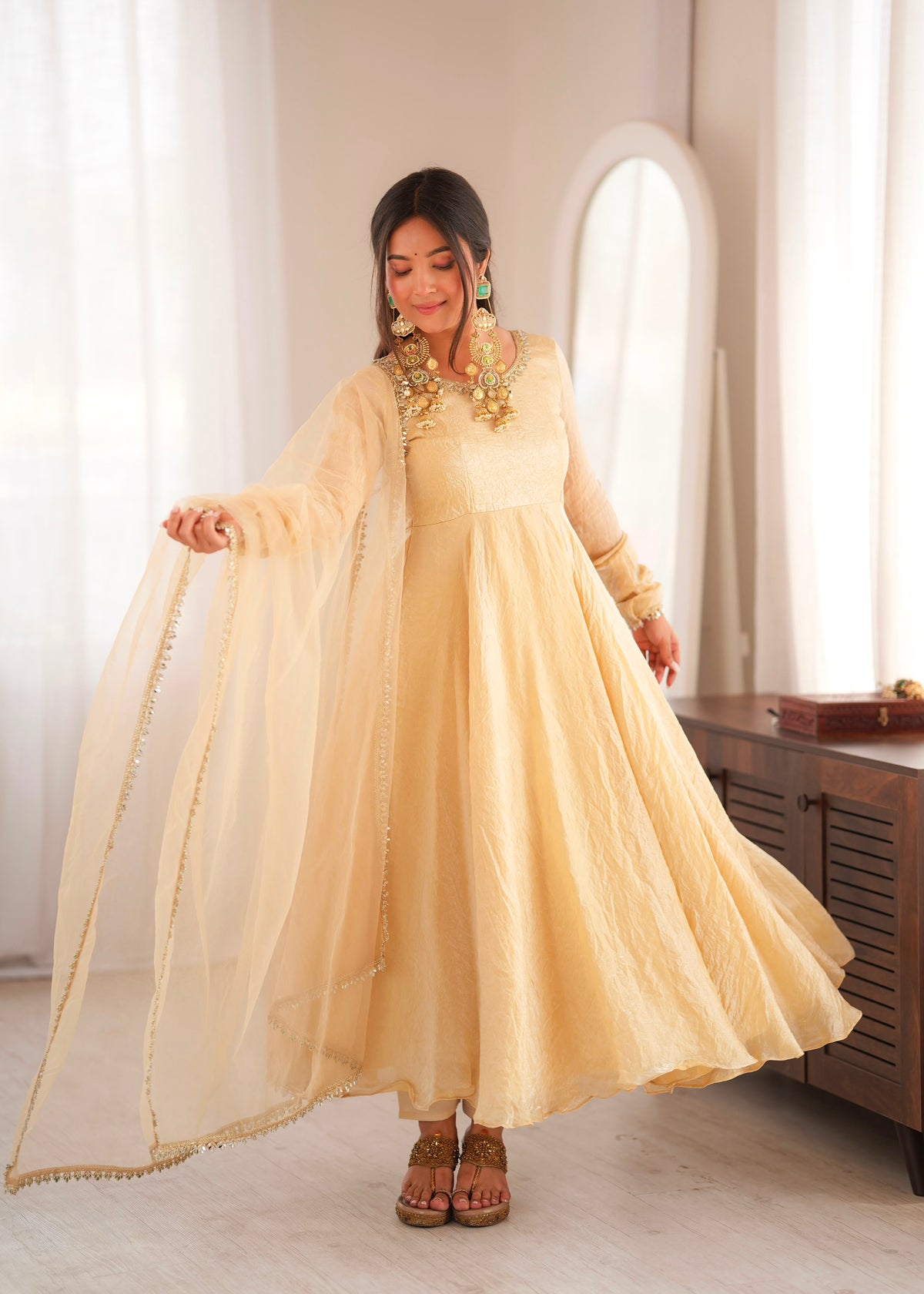 Doremon Crush Mirror Work Gown Set
