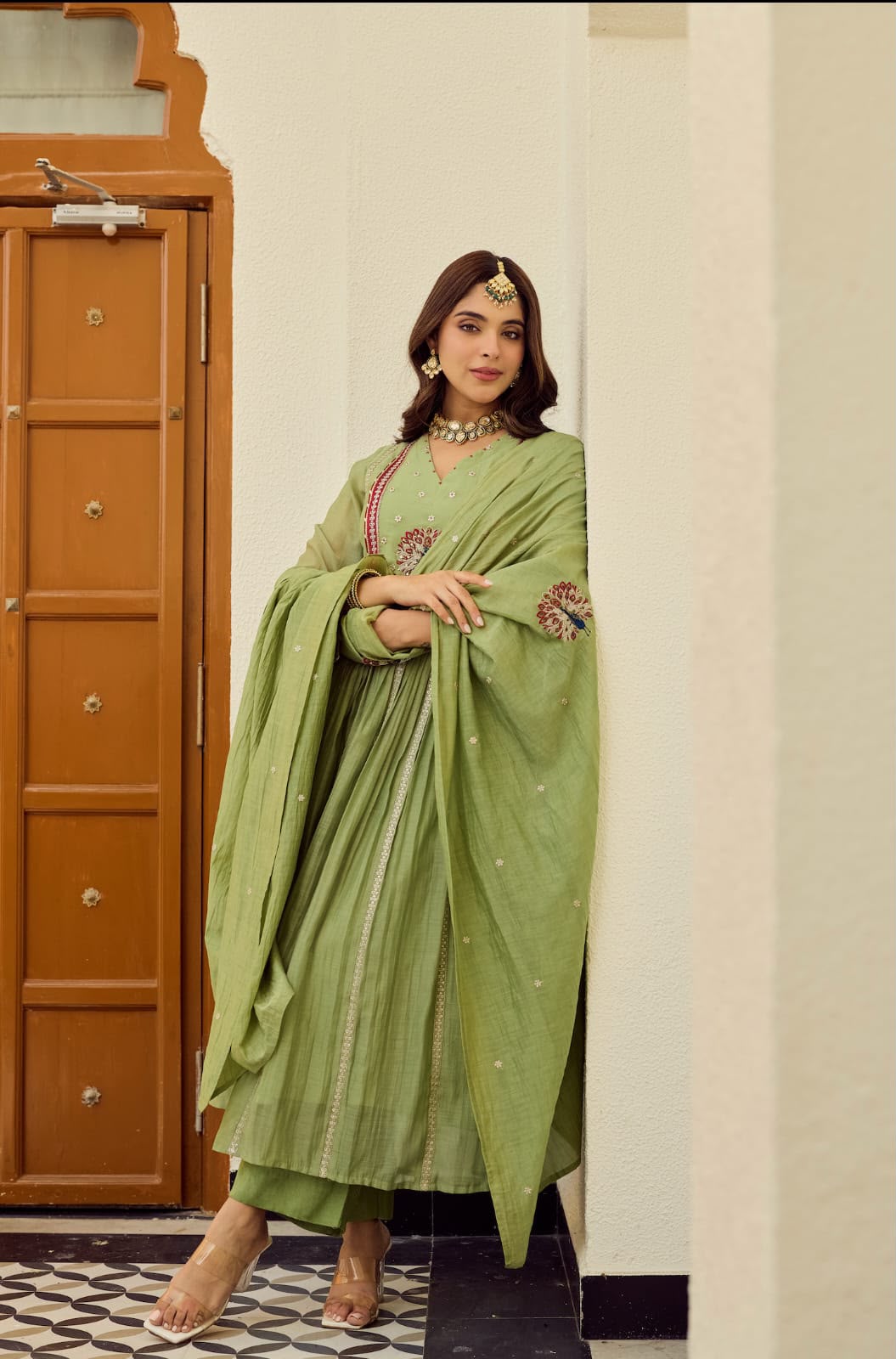 Chanderi Silk Embroidered Set