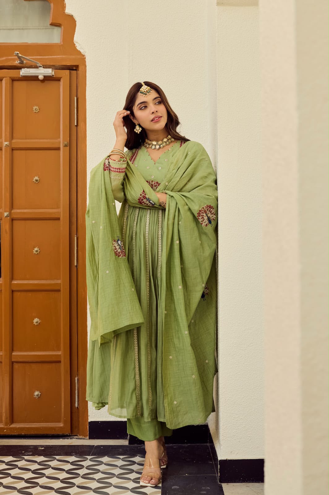 Chanderi Silk Embroidered Set