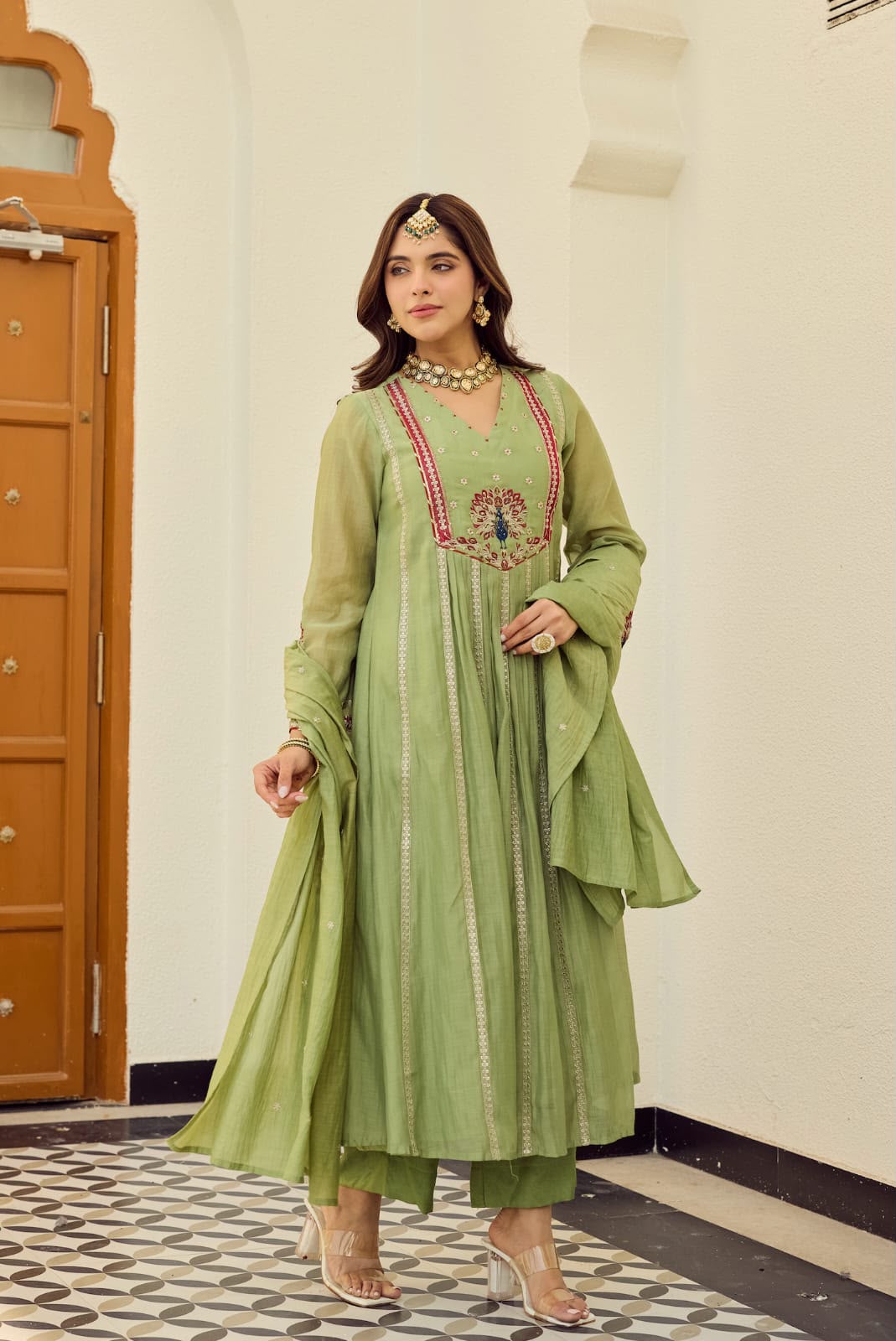 Chanderi Silk Embroidered Set