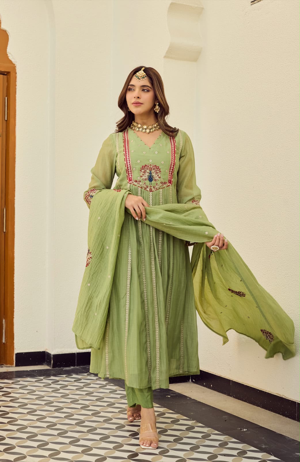 Chanderi Silk Embroidered Set