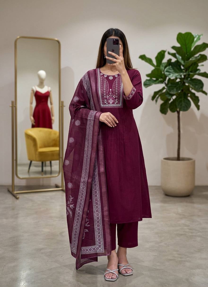 Antra Bamboo Cotton Embroidered Set