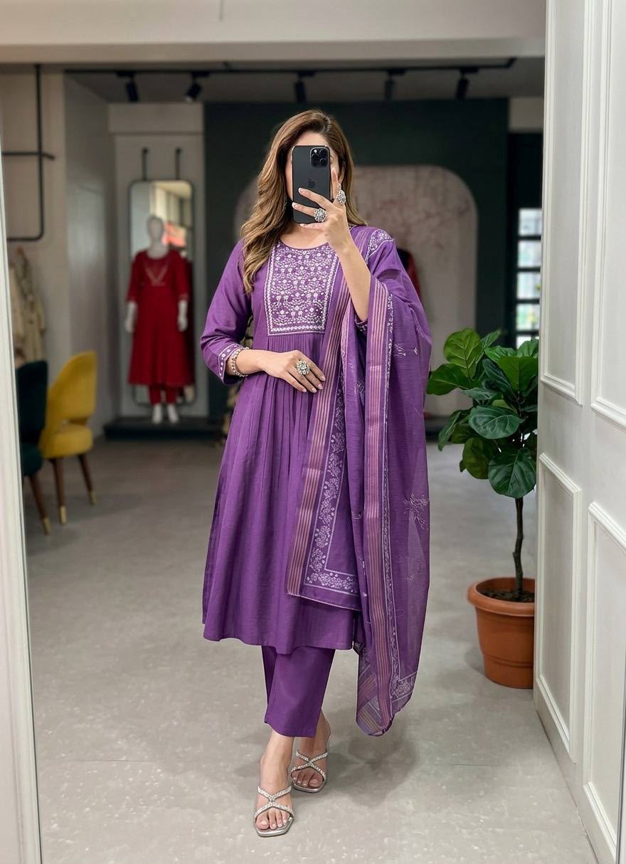 Antra Bamboo Cotton Embroidered Set