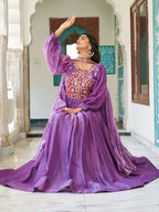 Fendy Silk Embroidered Gown Set