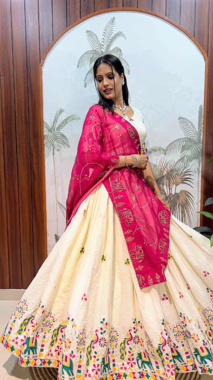 Premium Cotton Thread Work Lehenga