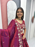 Glass Silk Embroidery Lehenga Choli
