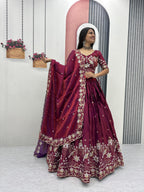 Glass Silk Embroidery Lehenga Choli