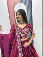 Glass Silk Embroidery Lehenga Choli
