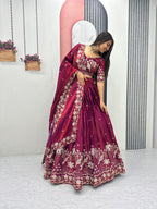Glass Silk Embroidery Lehenga Choli