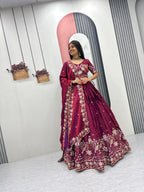 Glass Silk Embroidery Lehenga Choli