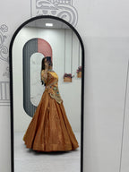 Pure Silk Satin Embroidery Lehenga