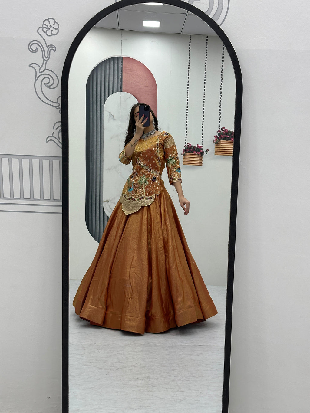 Pure Silk Satin Embroidery Lehenga