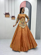 Pure Silk Satin Embroidery Lehenga