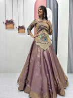 Pure Silk Satin Embroidery Lehenga