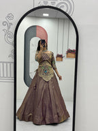 Pure Silk Satin Embroidery Lehenga