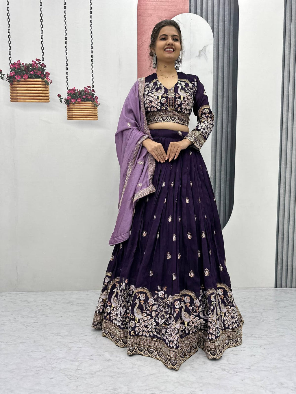 Vichitra Silk Embroidery Lehenga