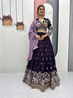 Vichitra Silk Embroidery Lehenga