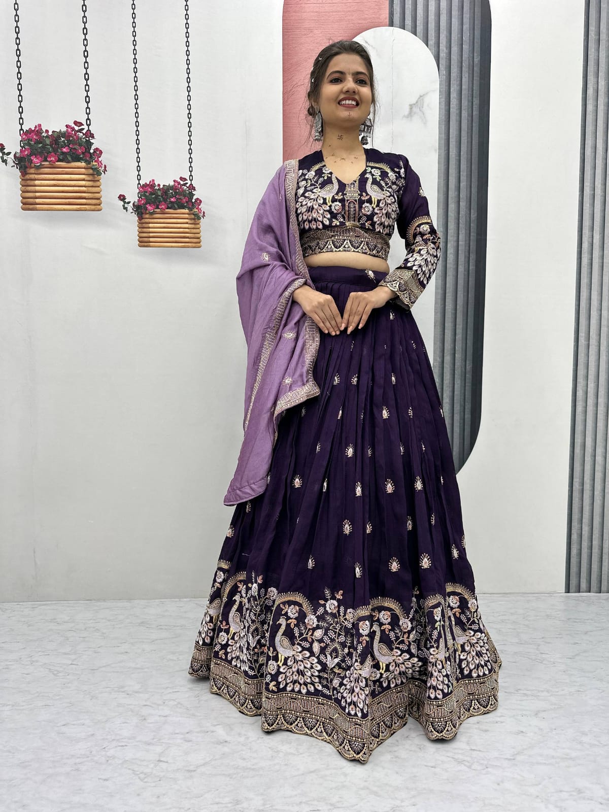 Vichitra Silk Embroidery Lehenga