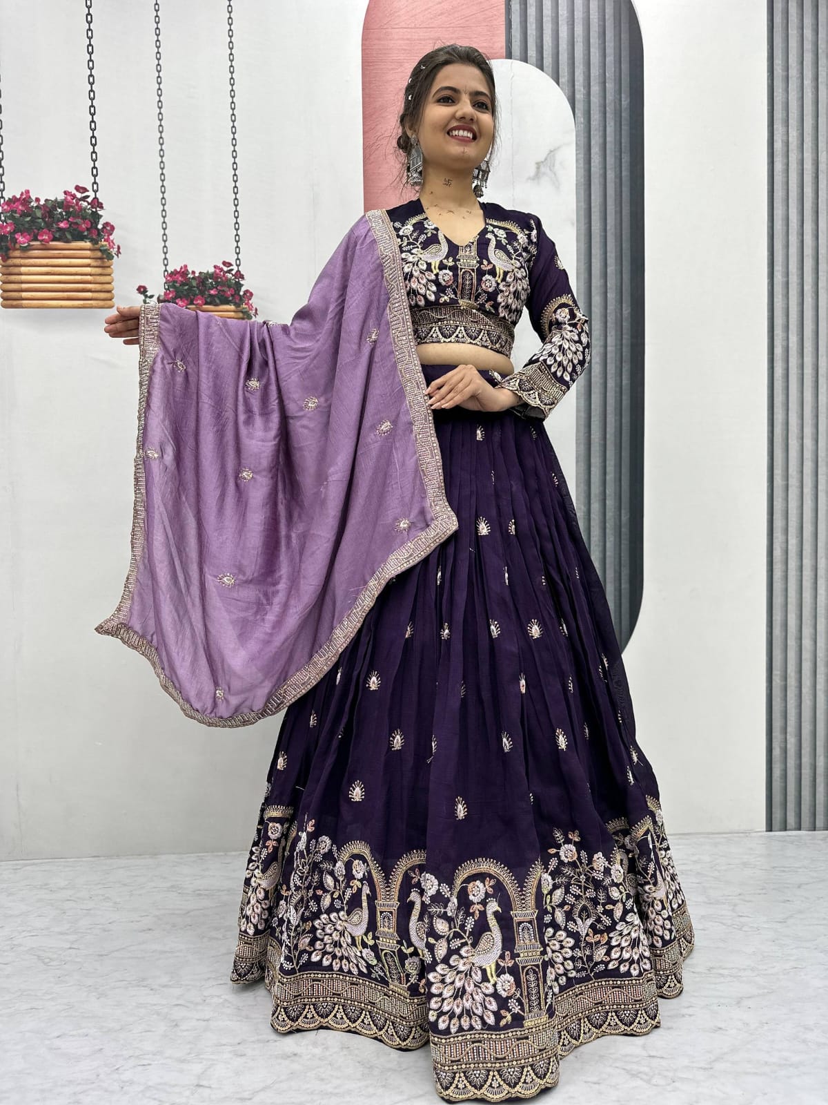 Vichitra Silk Embroidery Lehenga