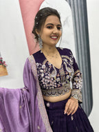 Vichitra Silk Embroidery Lehenga