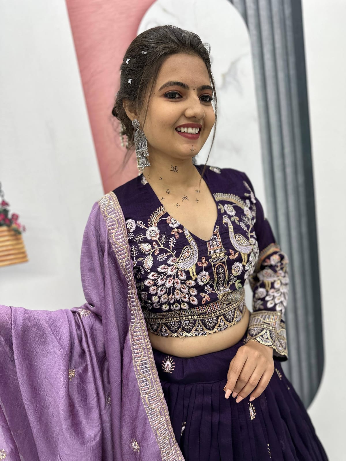 Vichitra Silk Embroidery Lehenga