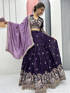 Vichitra Silk Embroidery Lehenga