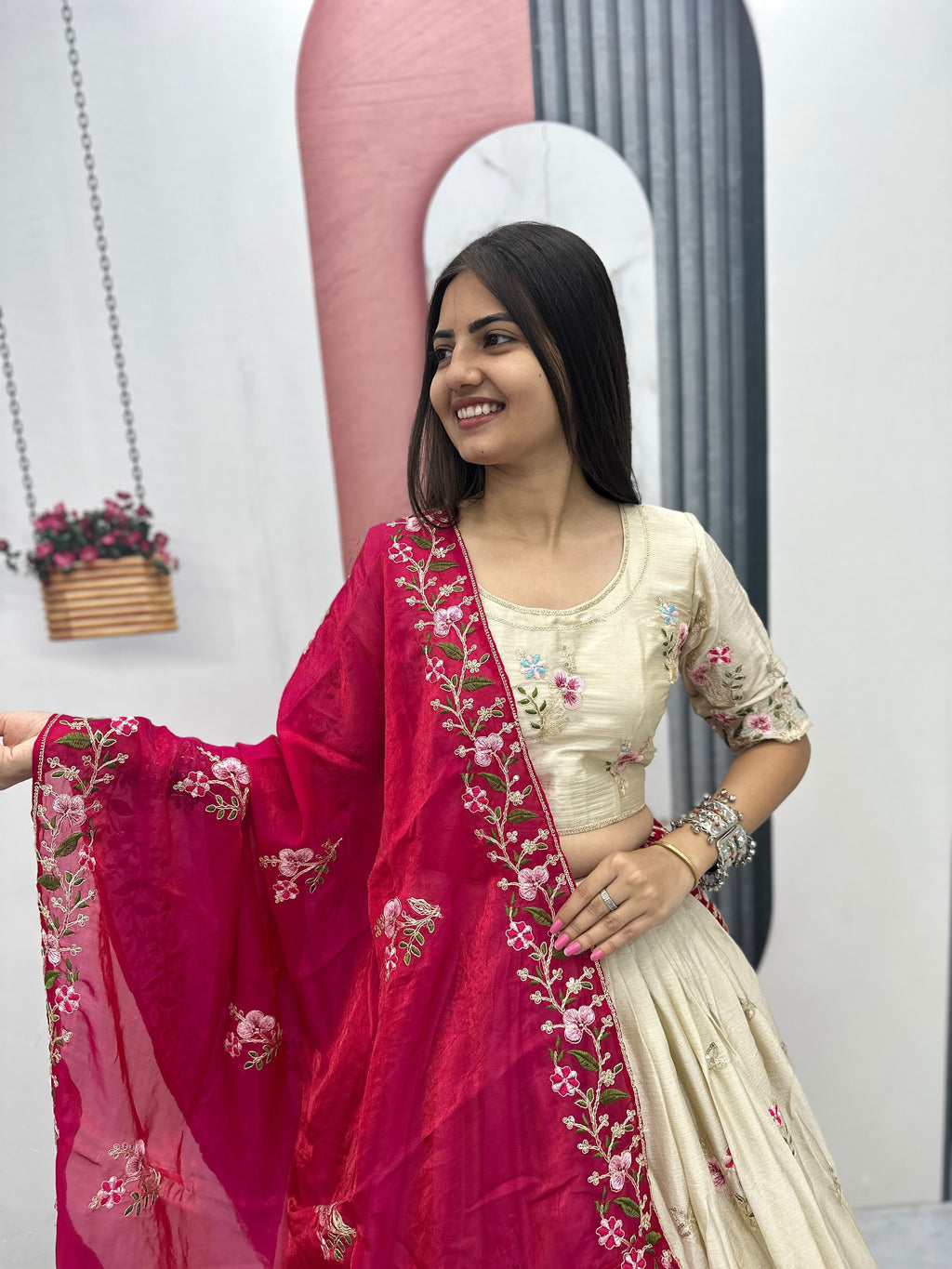 Chinon Embroidery Lehenga