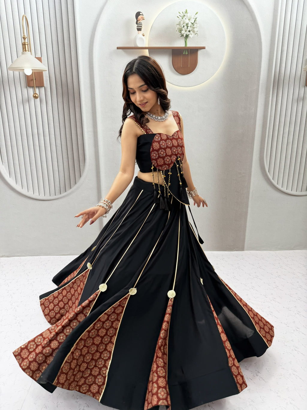 Ajrak Print Cotton Lehenga