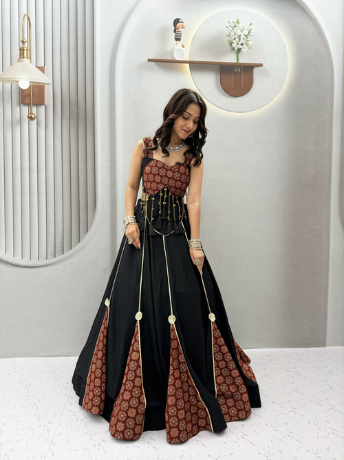 Ajrak Print Cotton Lehenga