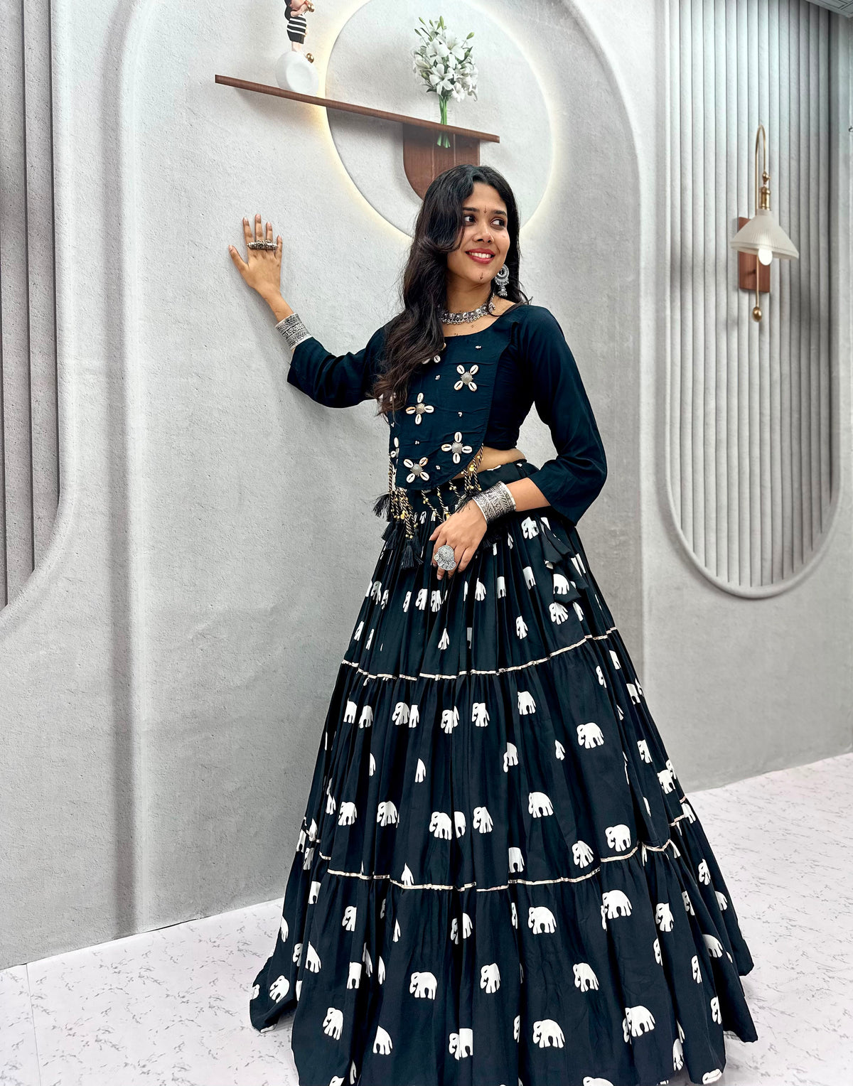 Hand Work Cotton Lehenga