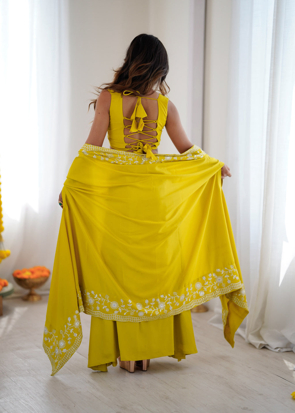 French Crepe Dhoti Set