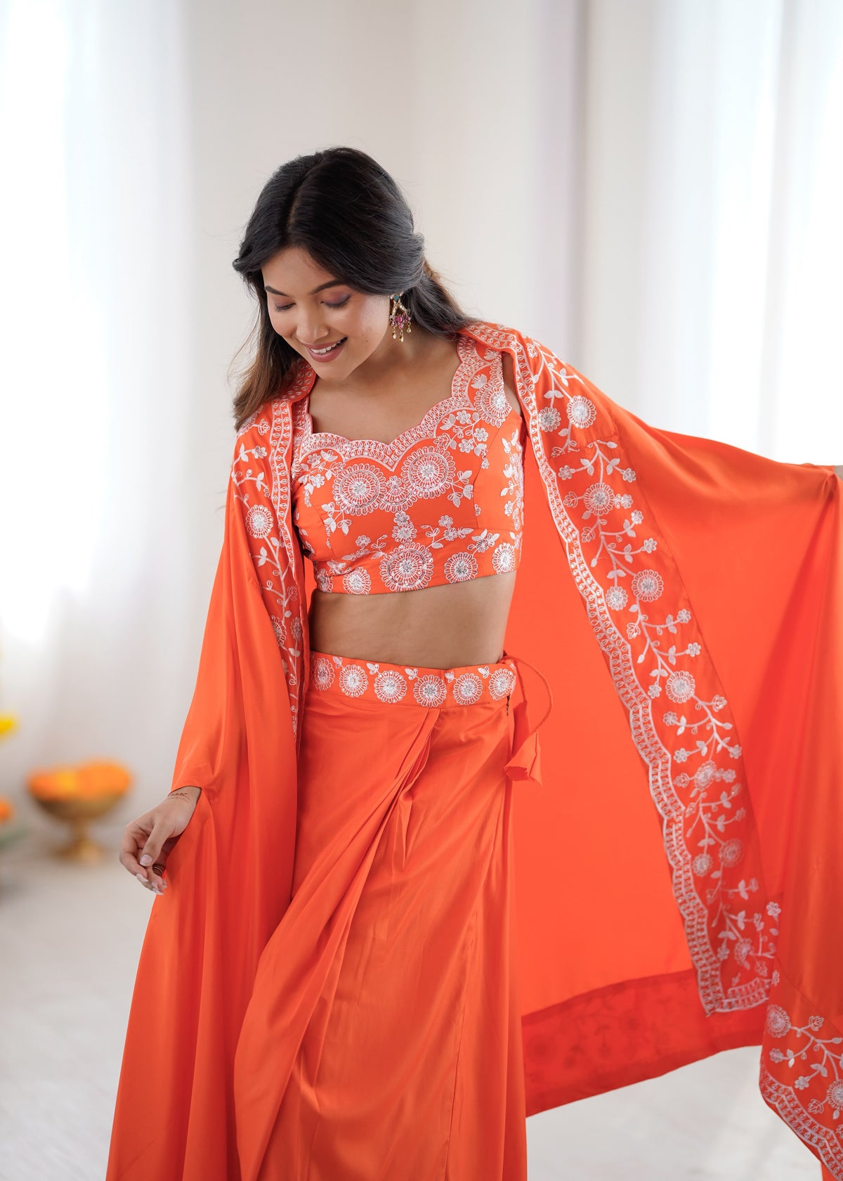 French Crepe Dhoti Set