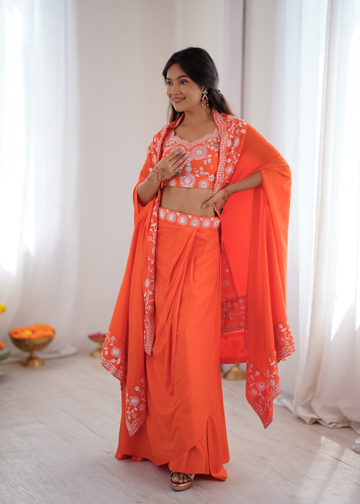 French Crepe Dhoti Set