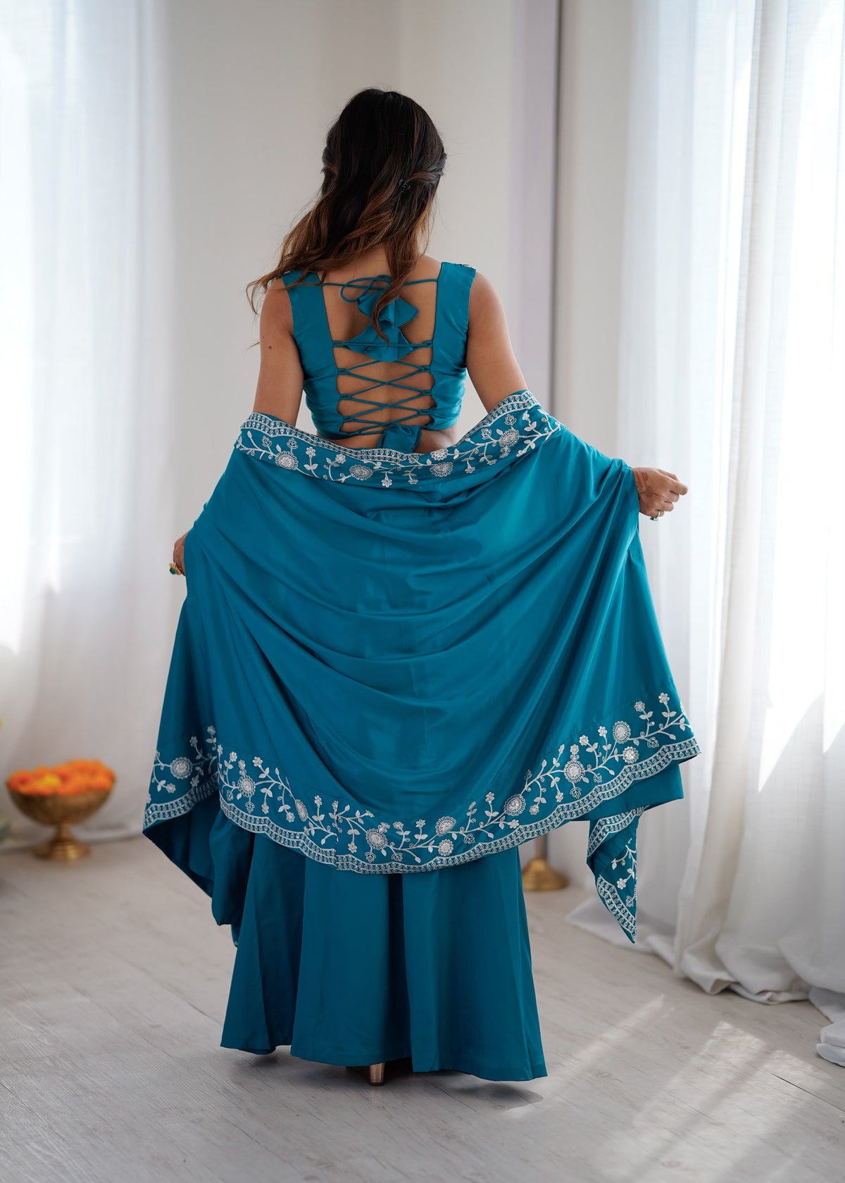 French Crepe Dhoti Set