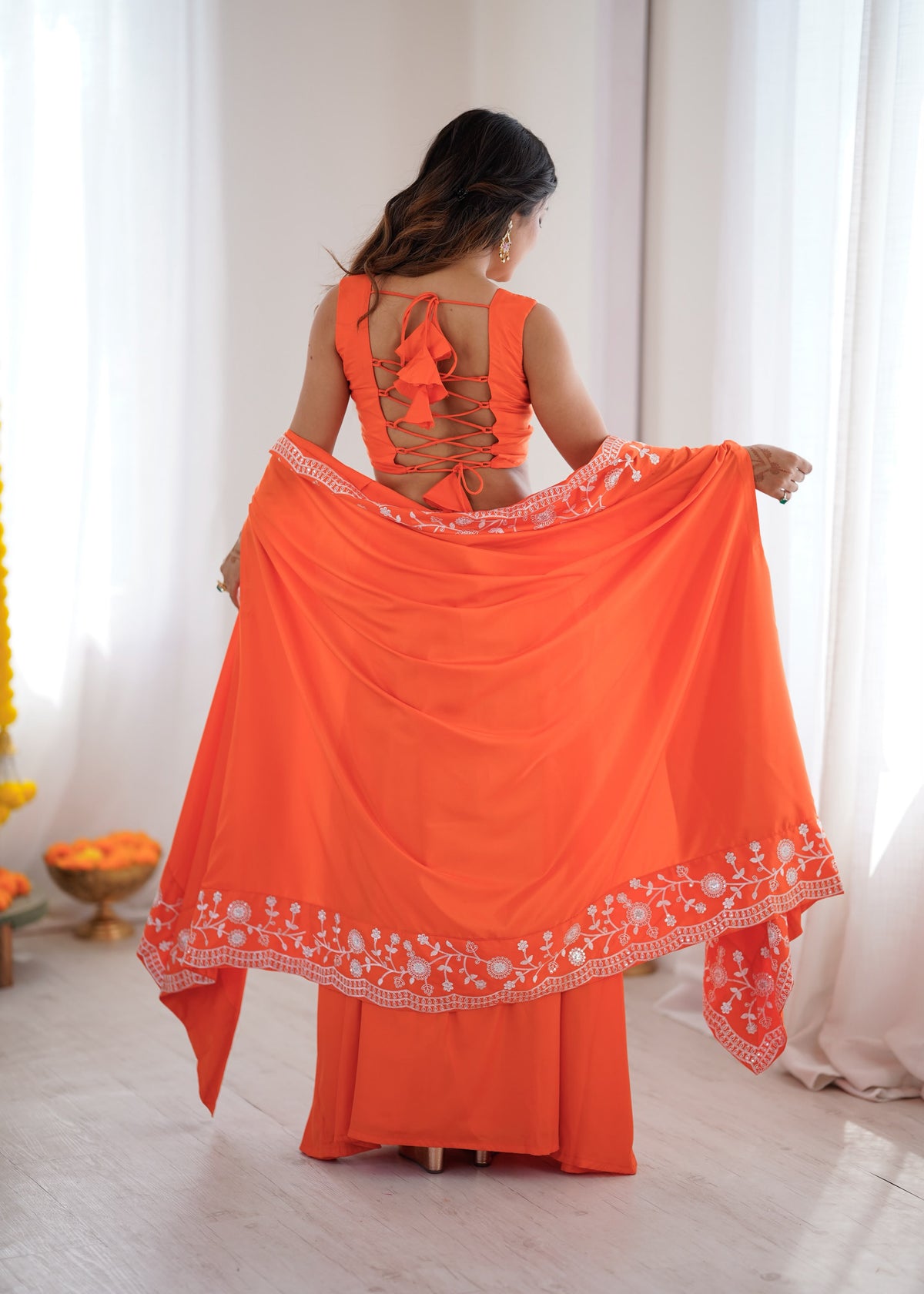 French Crepe Dhoti Set