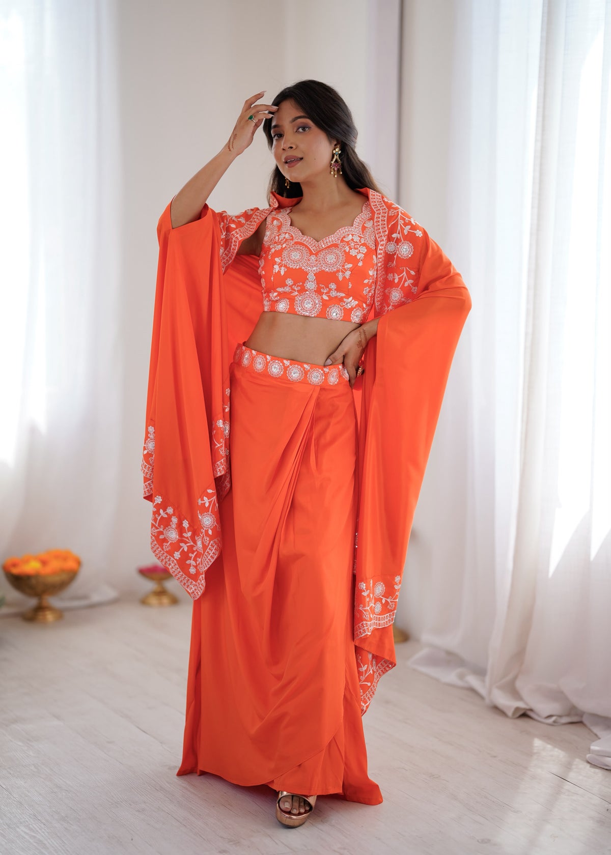 French Crepe Dhoti Set