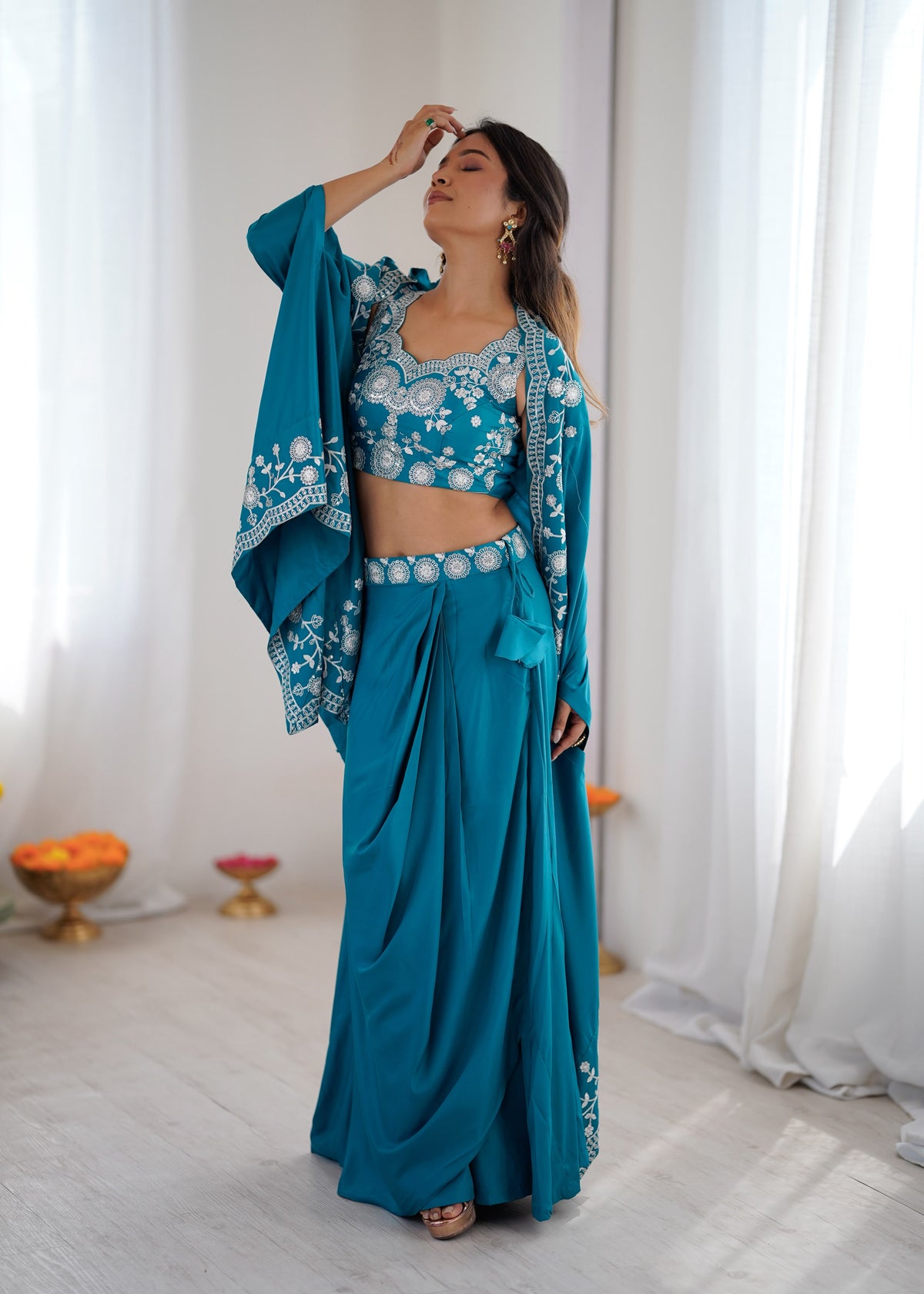 French Crepe Dhoti Set