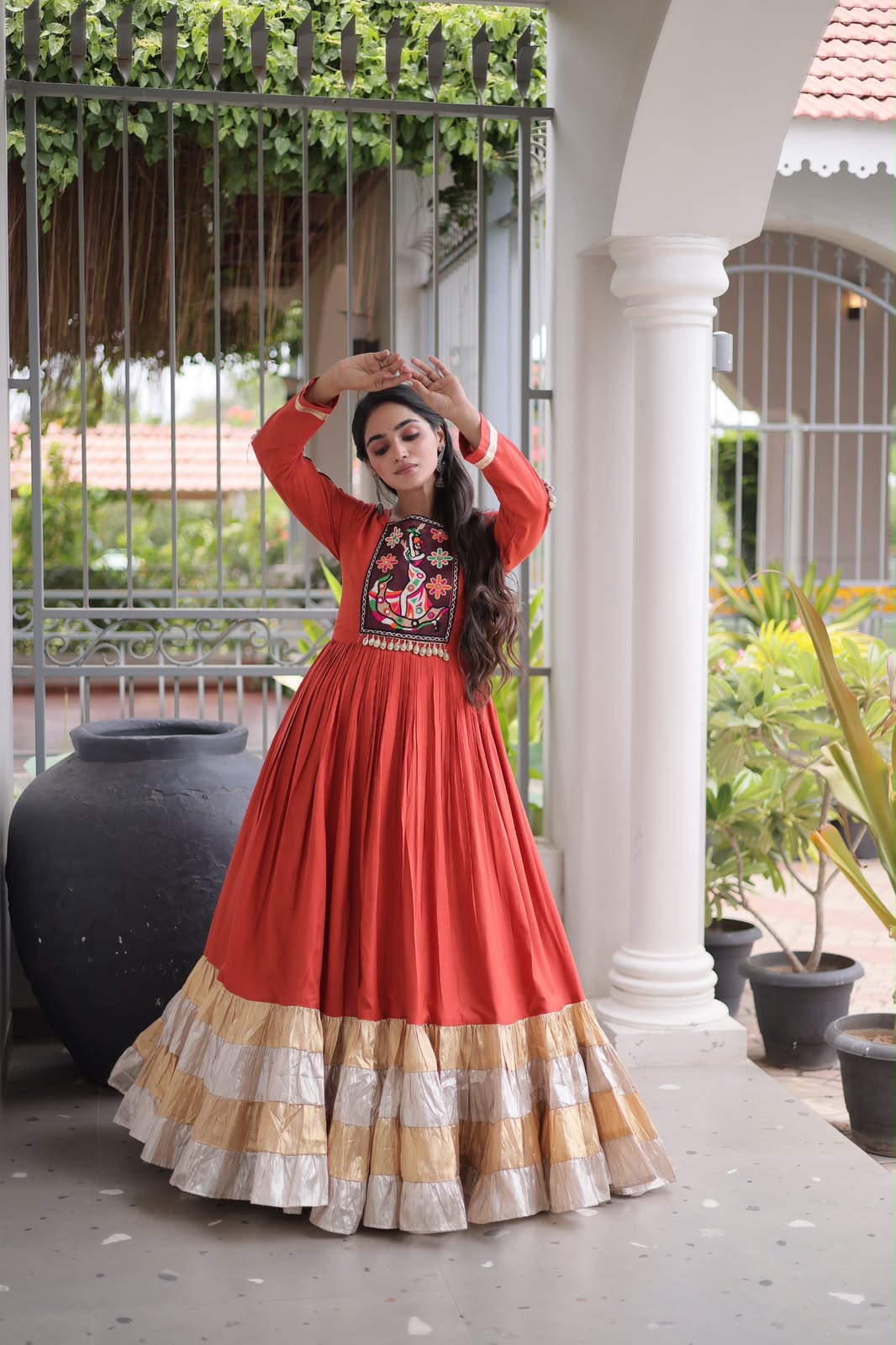 Kutchi Gamthi Mirror Work Gown