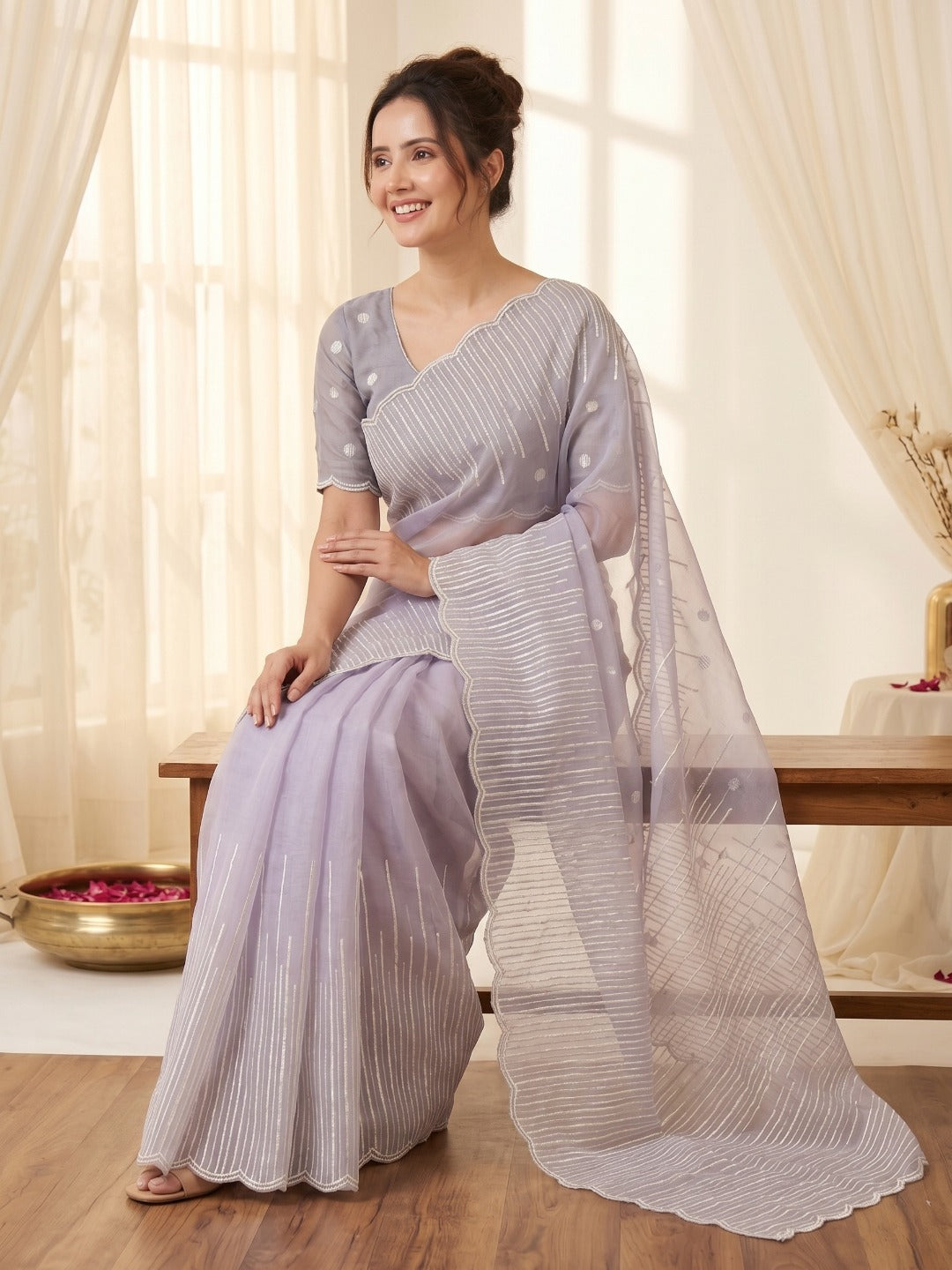 Ria Organza Silk Crush Saree