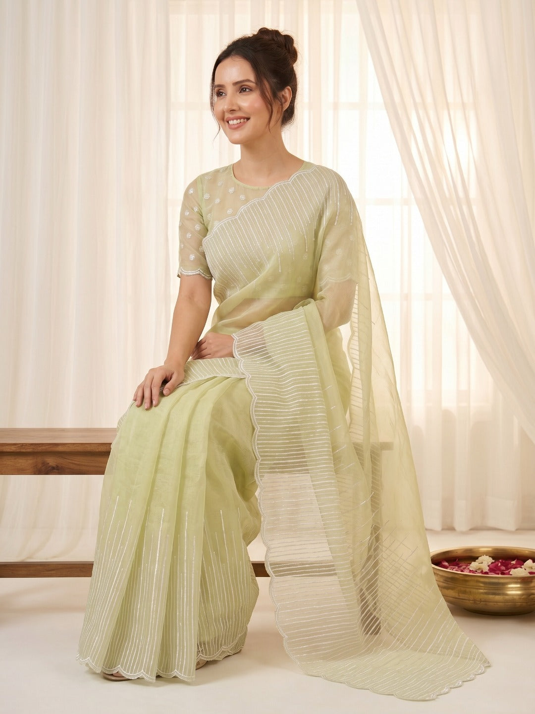 Ria Organza Silk Crush Saree