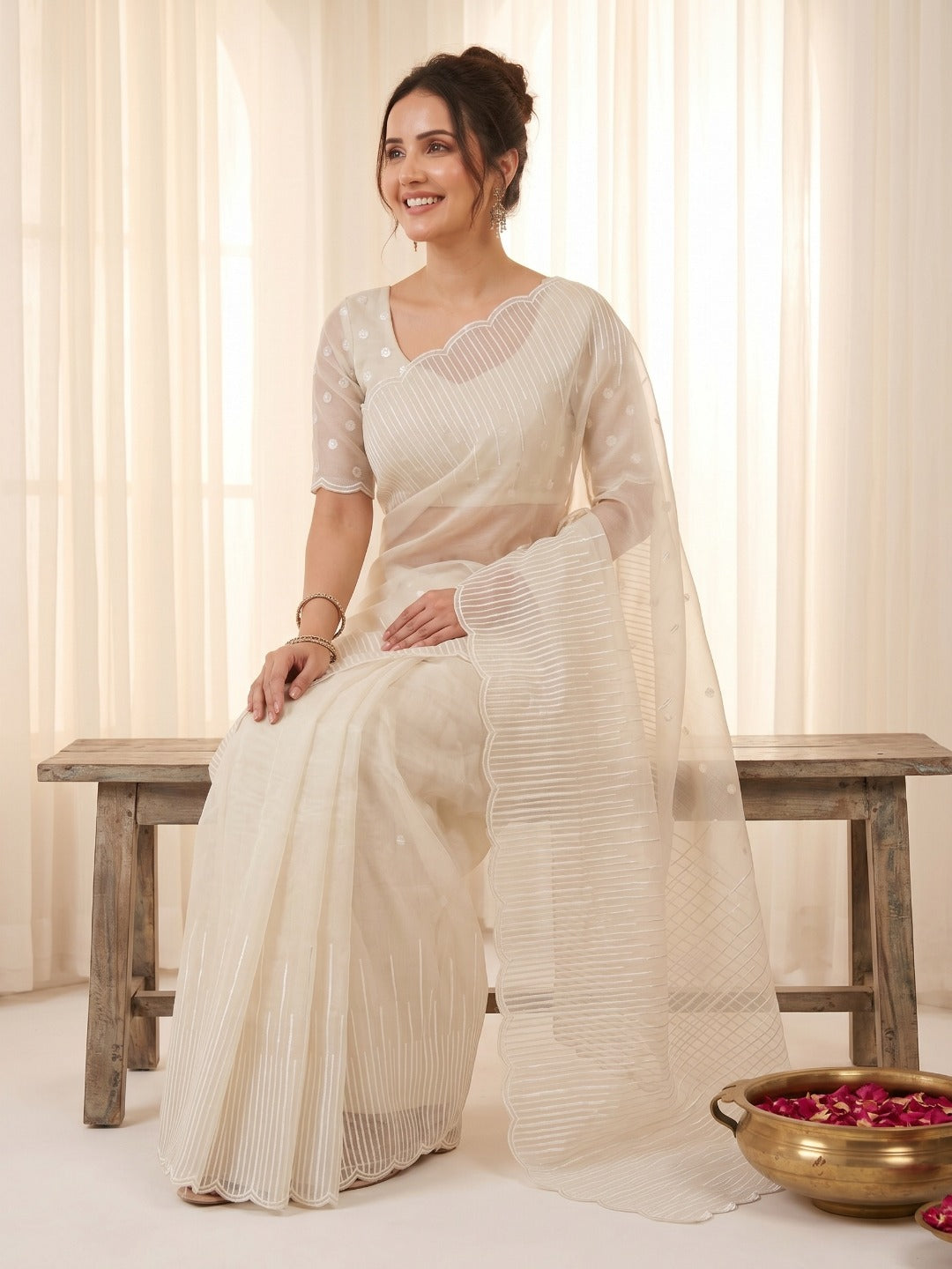 Ria Organza Silk Crush Saree