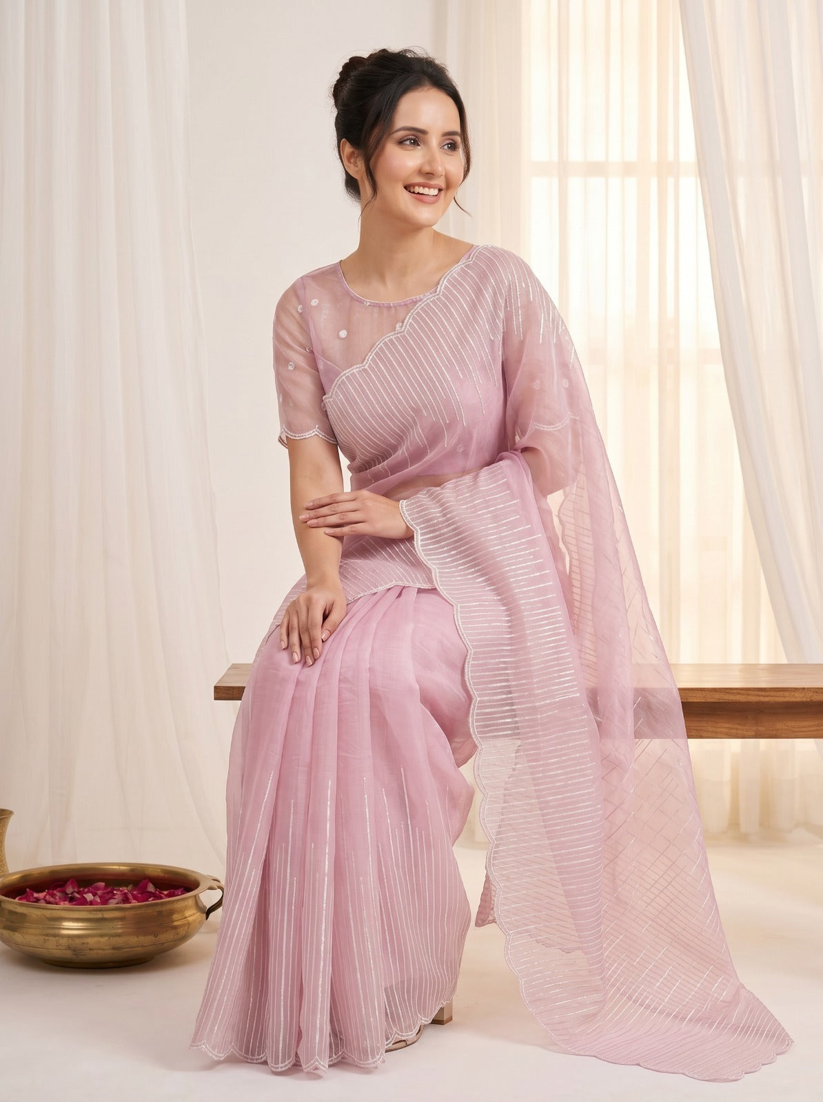 Ria Organza Silk Crush Saree
