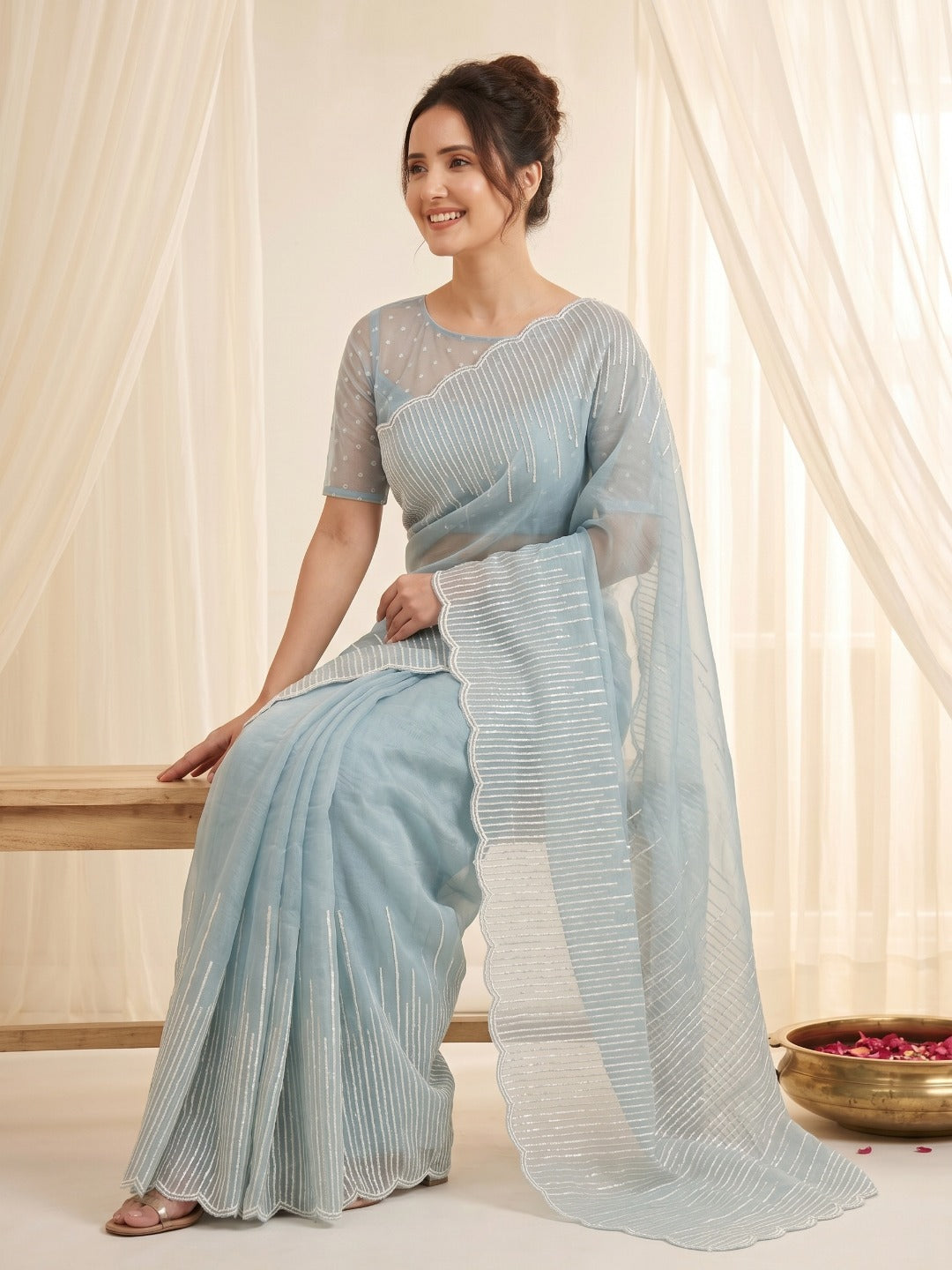 Ria Organza Silk Crush Saree