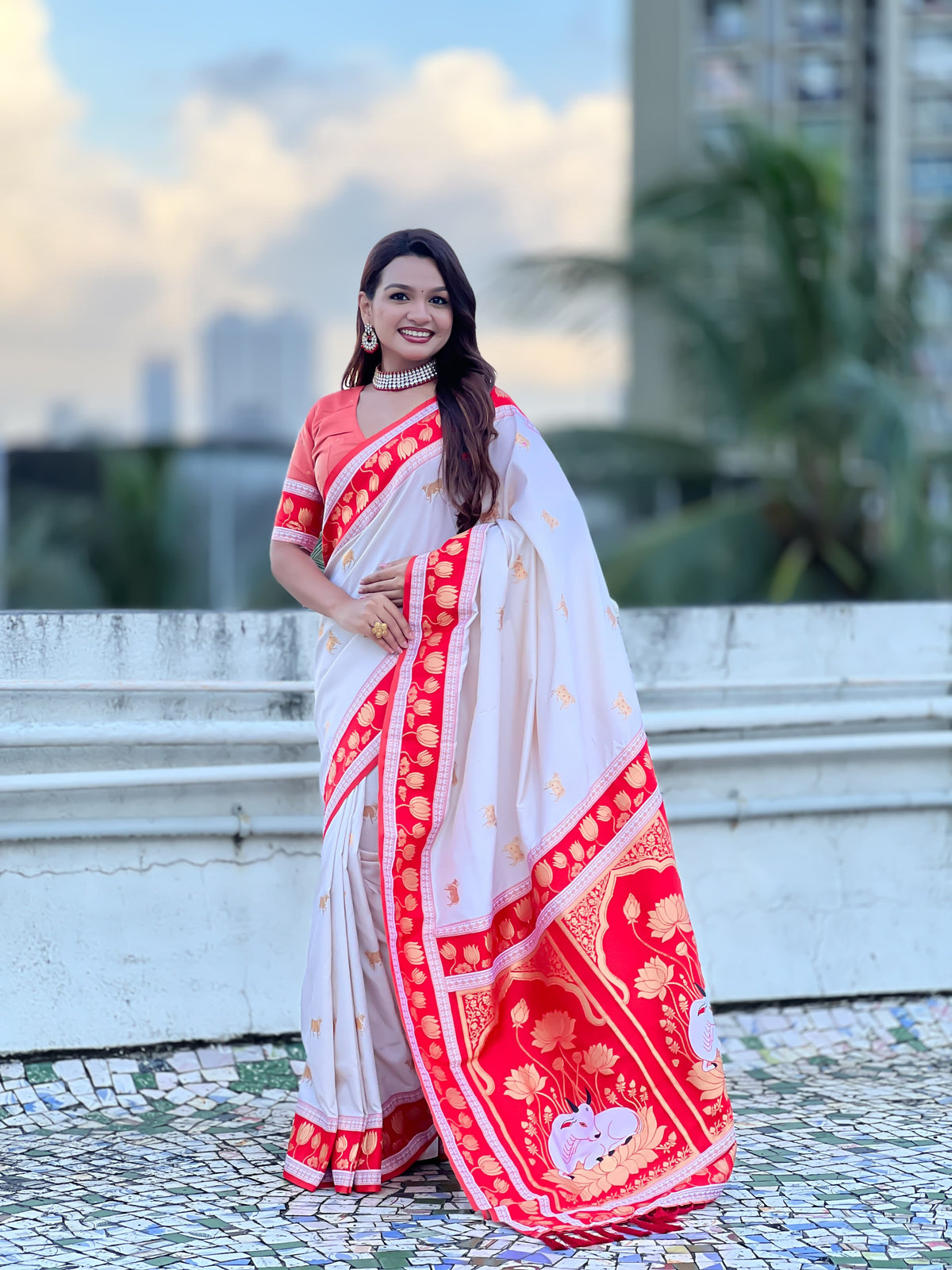 Nandi Cow Paithani Saree