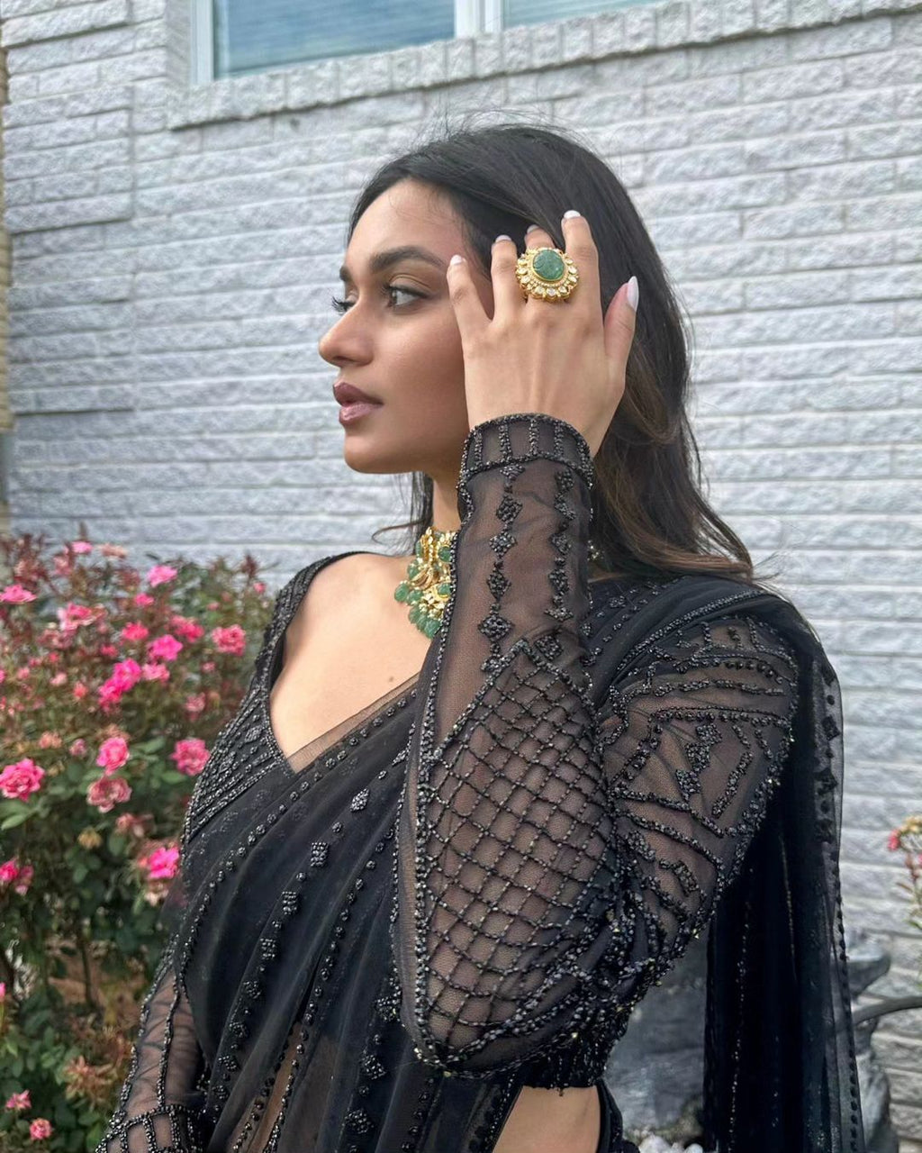 Pure Georgette Sequin Saree
