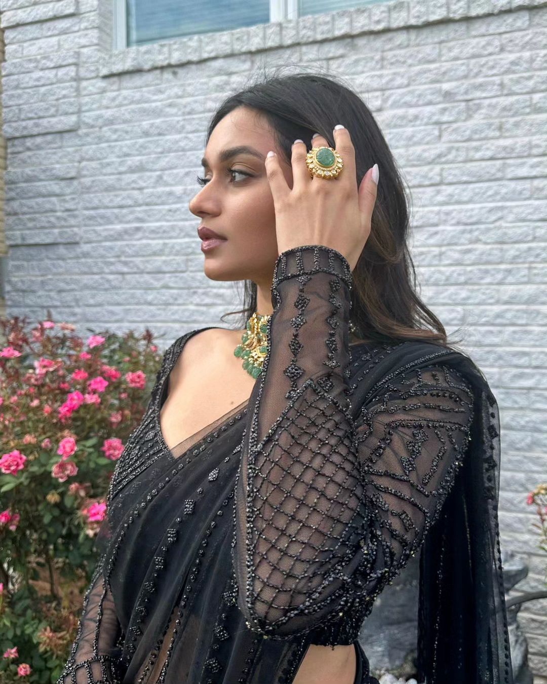 Pure Georgette Sequin Saree
