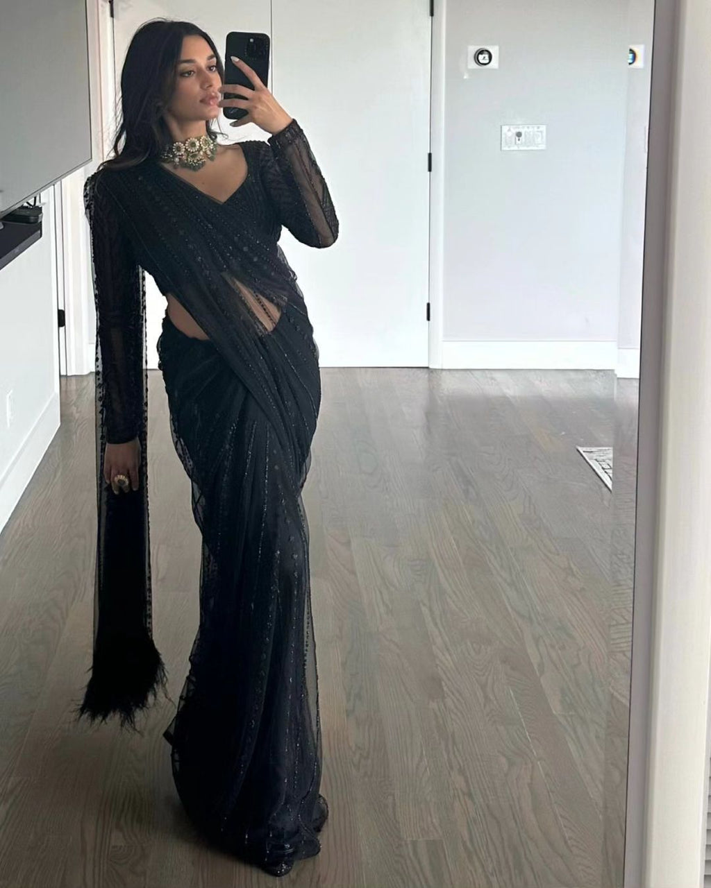 Pure Georgette Sequin Saree