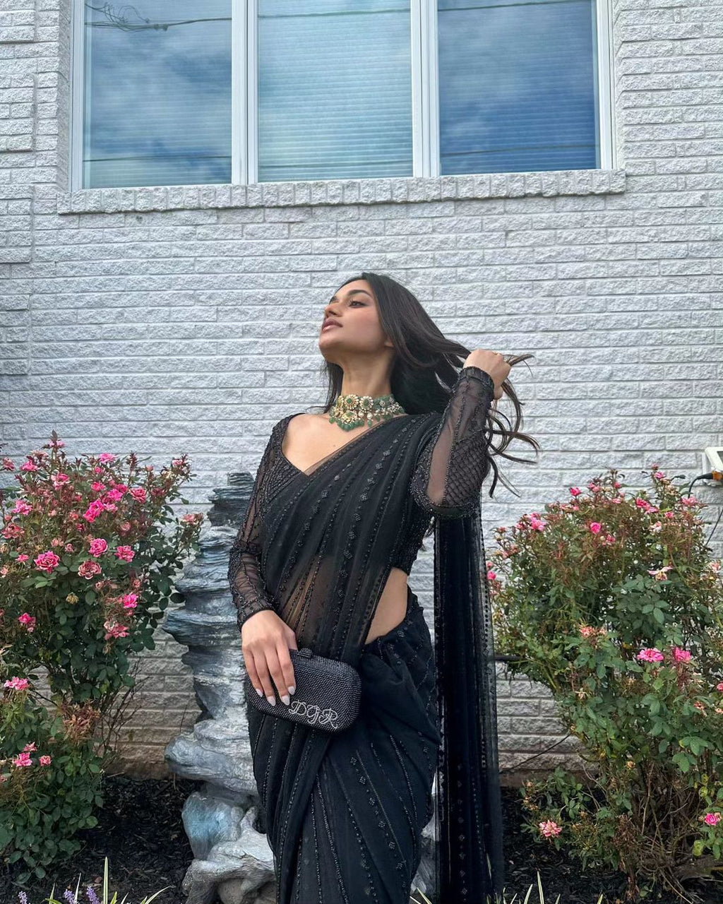 Pure Georgette Sequin Saree